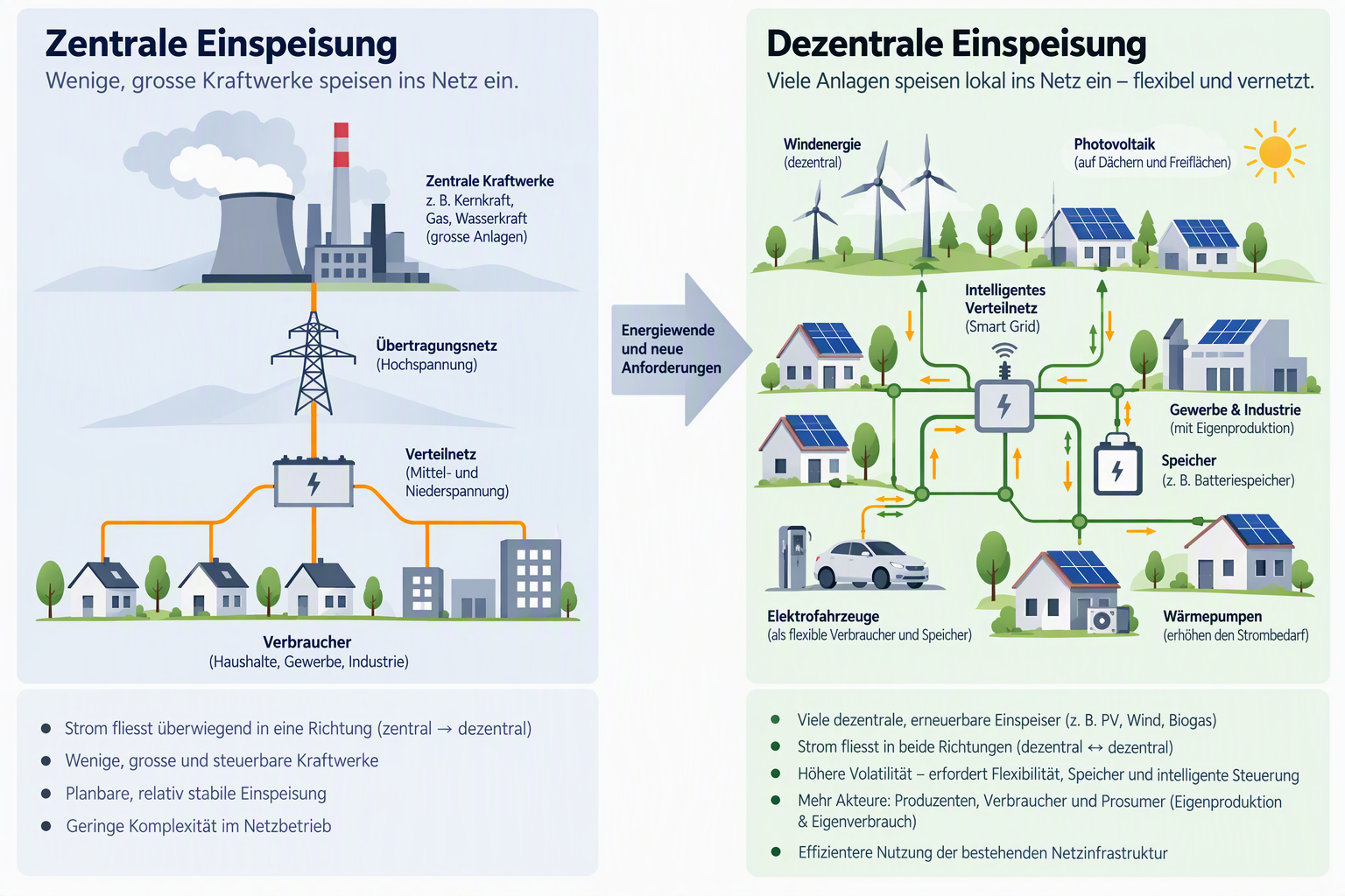 Zentrale vs. dezentrale Einspeisung